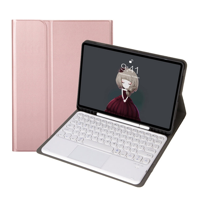 YA700B-A  Lambskin Texture Voltage Round Keycap Bluetooth Keyboard Leather Case with Touchpad For Samsung Galaxy Tab S8 11 inch SM-X700 / SM-X706 & S7 11 inch SM-X700 / SM-T875(Rose Gold) - Samsung Keyboard by PMC TechLife | Online Shopping South Africa | PMC TechLife