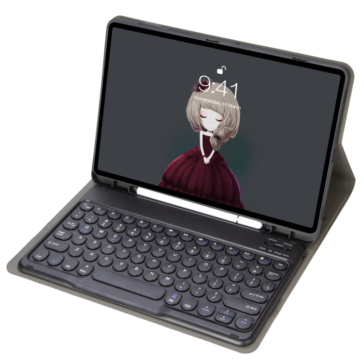YA700B Lambskin Texture Voltage Round Keycap Bluetooth Keyboard Leather Case For Samsung Galaxy Tab S8 11 inch SM-X700 / SM-X706 & S7 11 inch SM-X700 / SM-T875(Black) - Samsung Keyboard by PMC TechLife | Online Shopping South Africa | PMC TechLife | Buy Now Pay Later Mobicred