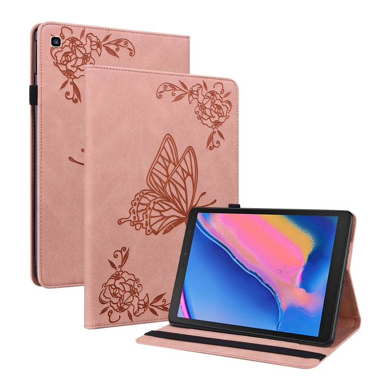 For Samsung Tab A 8.0 2019 T290/T295/T297 Butterfly Flower Embossed Leather Tablet Case(Rose Gold) - Other Galaxy Tab PC by PMC TechLife | Online Shopping South Africa | PMC TechLife