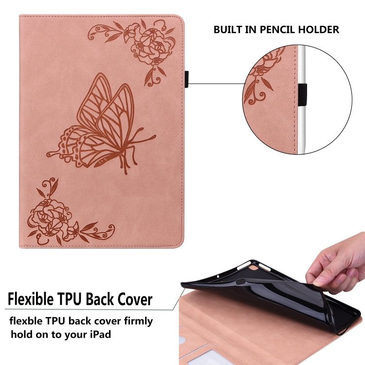 For Samsung Tab A 8.0 2019 T290/T295/T297 Butterfly Flower Embossed Leather Tablet Case(Rose Gold) - Other Galaxy Tab PC by PMC TechLife | Online Shopping South Africa | PMC TechLife
