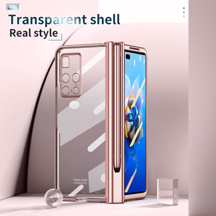 For Huawei Mate X2 Electroplating Hinge Phone Case with Stylus(Pink) - Huawei Cases by PMC TechLife | Online Shopping South Africa | PMC TechLife | Buy Now Pay Later Mobicred