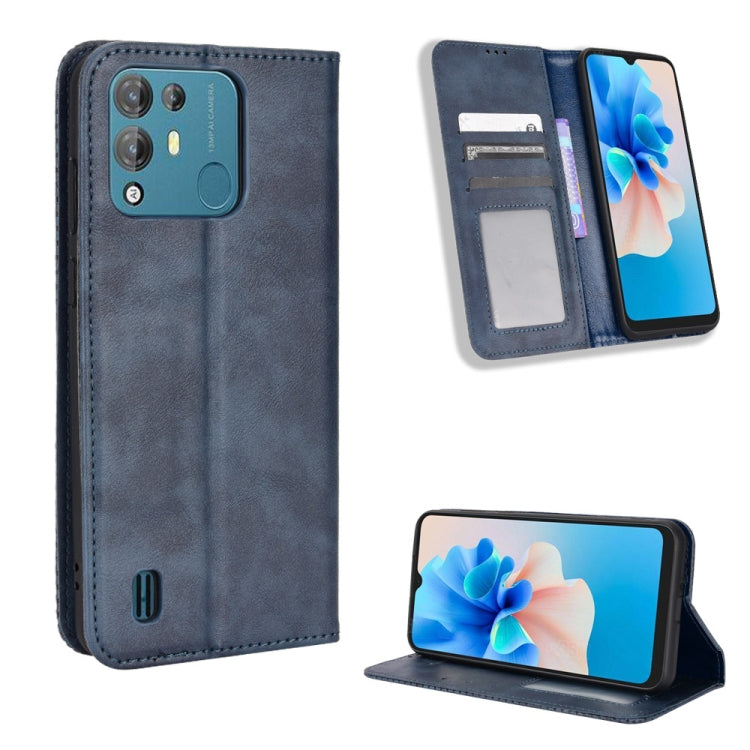 For Blackview A55 Pro Magnetic Buckle Retro Texture Leather Phone Case(Blue) - More Brand by PMC Jewellery | Online Shopping South Africa | PMC Jewellery | Buy Now Pay Later Mobicred