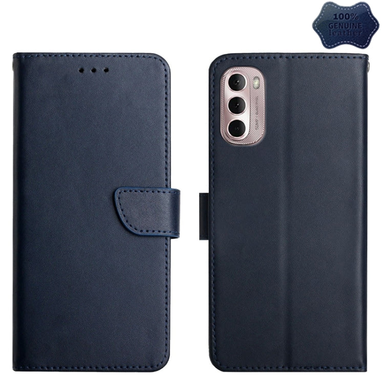 For Motorola Moto G Stylus 4G 2022 Genuine Leather Fingerprint-proof Horizontal Flip Phone Case(Blue) - Motorola Cases by PMC TechLife | Online Shopping South Africa | PMC TechLife | Buy Now Pay Later Mobicred