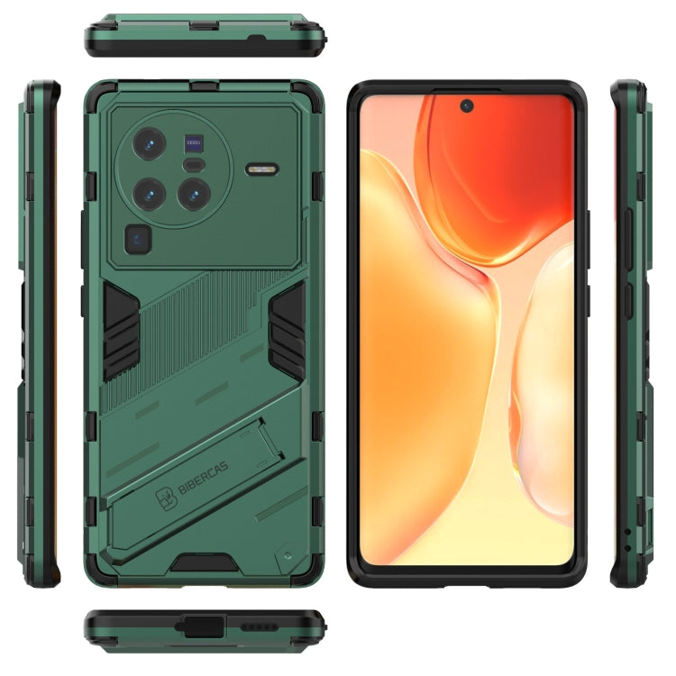 For vivo X80 Pro Punk Armor PC + TPU Phone Case with Holder(Green) - vivo Cases by PMC Jewellery | Online Shopping South Africa | PMC Jewellery | Buy Now Pay Later Mobicred