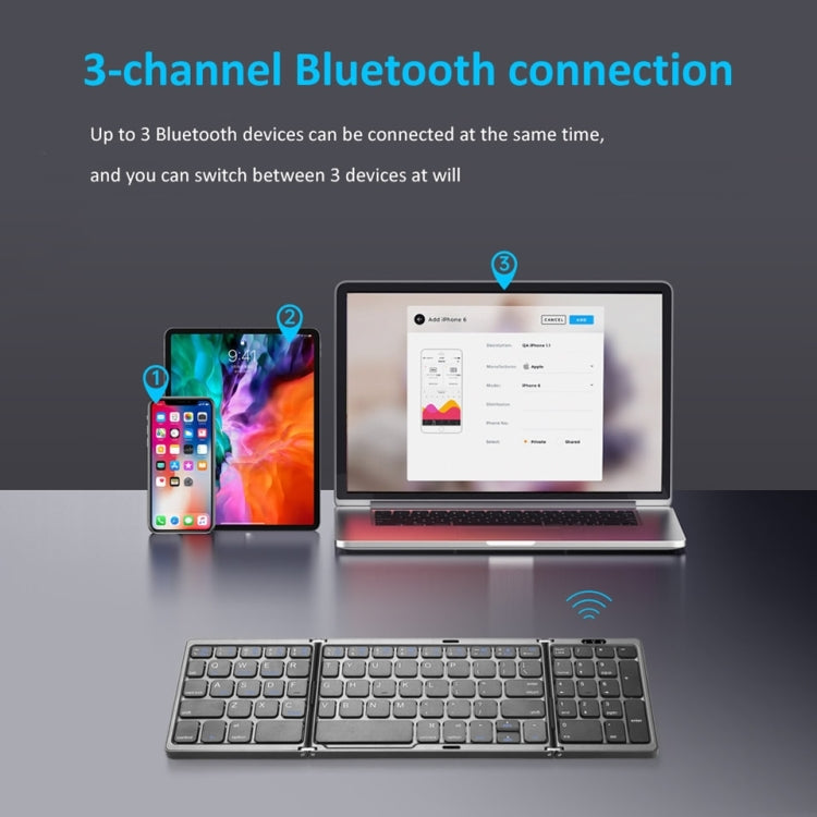 B089T Foldable Bluetooth Keyboard Rechargeable with Touchpad(Black) - Wireless Keyboard by PMC Jewellery | Online Shopping South Africa | PMC Jewellery | Buy Now Pay Later Mobicred