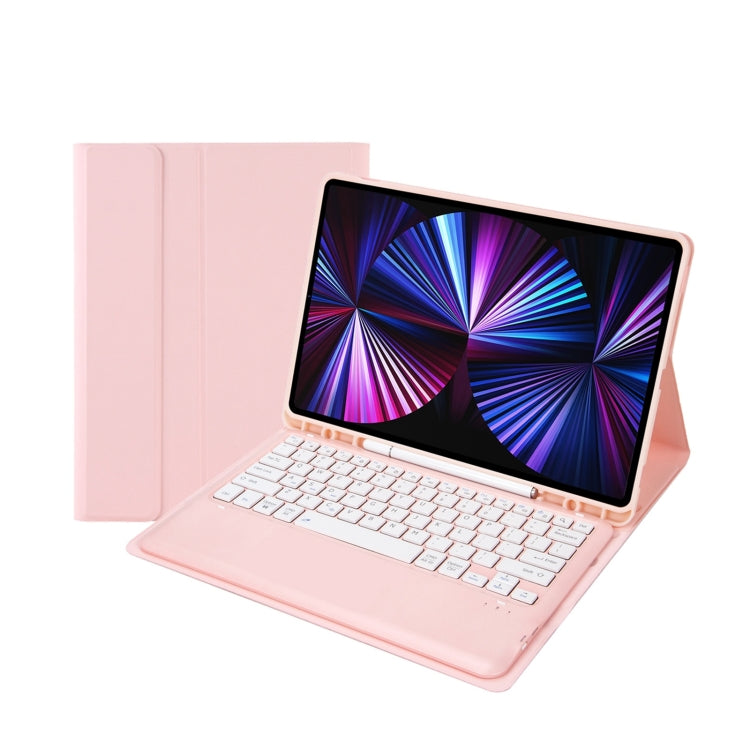 C12B Detachable Pen Slot Bluetooth Keyboard Leather Tablet Case For iPad Pro 12.9 inch 2021/2020/2018(Pink) - For iPad Pro by PMC TechLife | Online Shopping South Africa | PMC TechLife