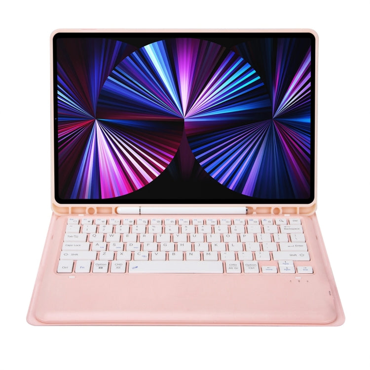 C12B Detachable Pen Slot Bluetooth Keyboard Leather Tablet Case For iPad Pro 12.9 inch 2021/2020/2018(Pink) - For iPad Pro by PMC TechLife | Online Shopping South Africa | PMC TechLife