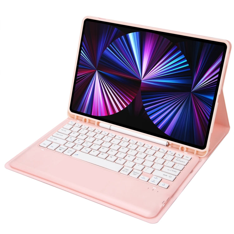C12B Detachable Pen Slot Bluetooth Keyboard Leather Tablet Case For iPad Pro 12.9 inch 2021/2020/2018(Pink) - For iPad Pro by PMC TechLife | Online Shopping South Africa | PMC TechLife