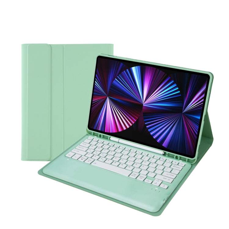C12B Detachable Pen Slot Bluetooth Keyboard Leather Tablet Case For iPad Air 13 2025 / 2024 / Pro 12.9 inch 2021/2020/2018(Mint Green) - For iPad Pro by PMC TechLife | Online Shopping South Africa | PMC TechLife | Buy Now Pay Later Mobicred