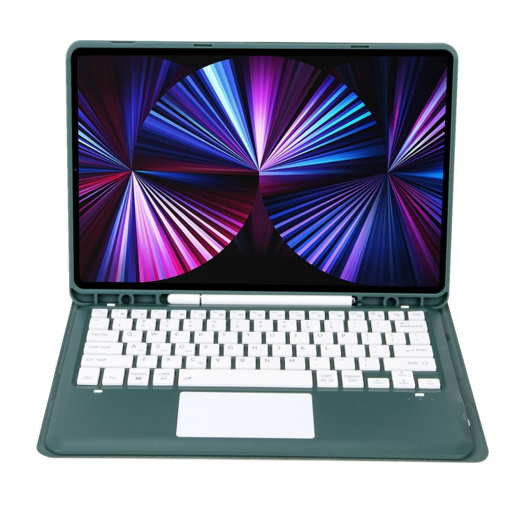 T12B-A Detachable Touch Pad Bluetooth Keyboard Leather Tablet Case For iPad Pro 12.9 inch 2021/2020/2018(Dark Green) - For iPad Pro by PMC TechLife | Online Shopping South Africa | PMC TechLife