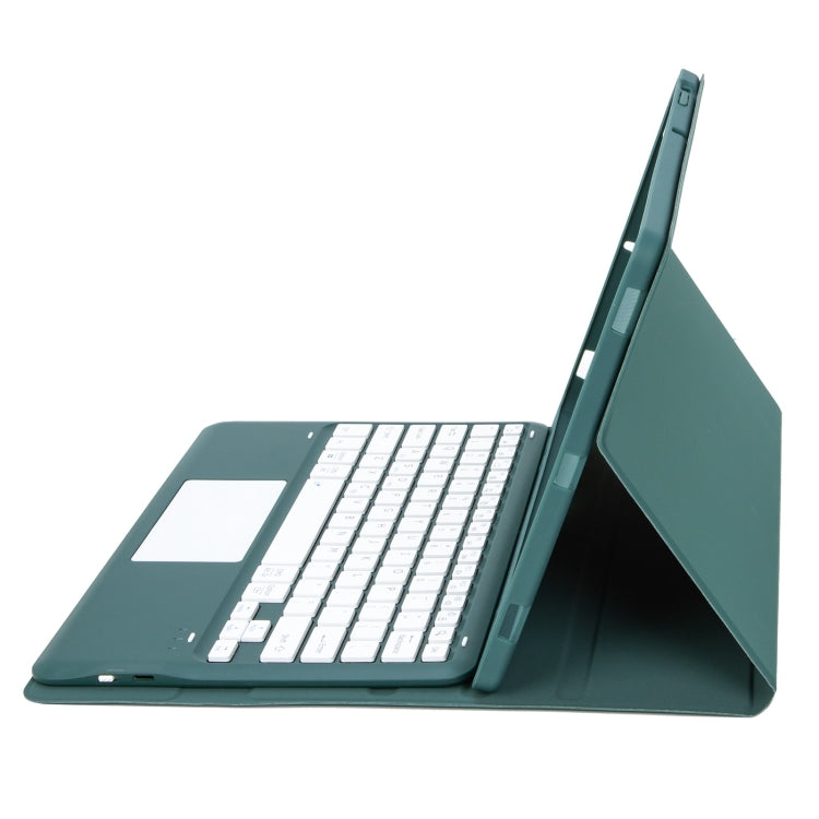 T12B-A Detachable Touch Pad Bluetooth Keyboard Leather Tablet Case For iPad Pro 12.9 inch 2021/2020/2018(Dark Green) - For iPad Pro by PMC TechLife | Online Shopping South Africa | PMC TechLife