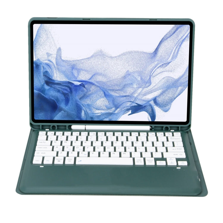 T800B Pen Slot Detachable Bluetooth Keyboard Leather Tablet Case For Samsung Galaxy Tab S8+/S7+/S7 FE(Dark Green) - Samsung Keyboard by PMC TechLife | Online Shopping South Africa | PMC TechLife