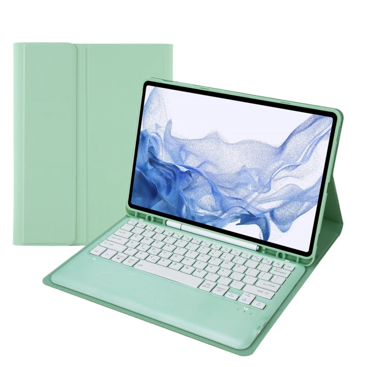 T800B Pen Slot Detachable Bluetooth Keyboard Leather Tablet Case For Samsung Galaxy Tab S8+/S7+/S7 FE(Mint Green) - Samsung Keyboard by PMC TechLife | Online Shopping South Africa | PMC TechLife