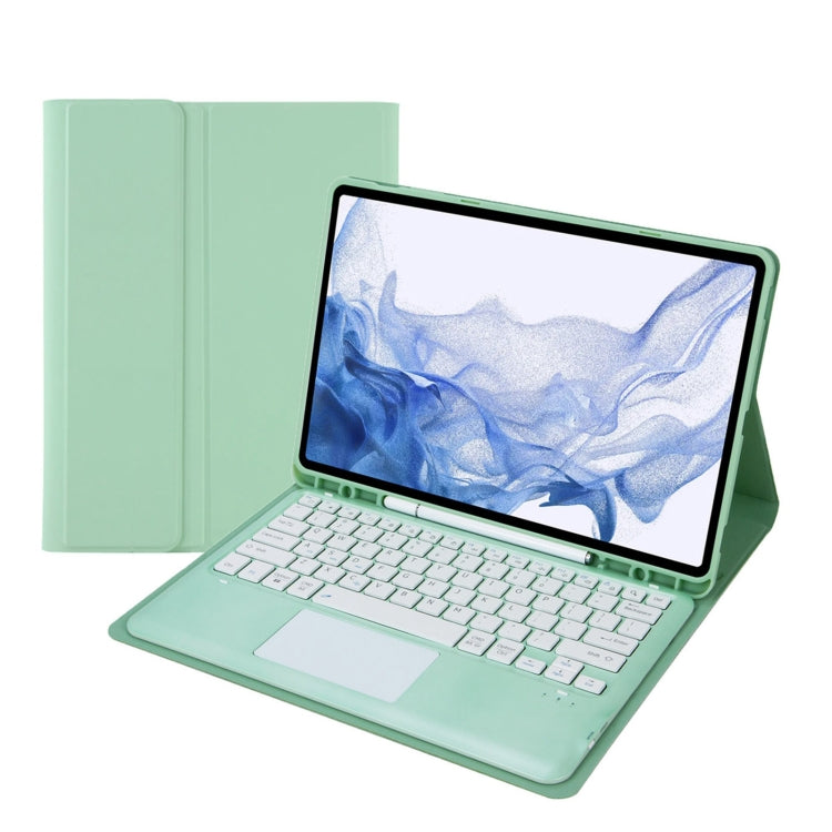 T800B-A Touch Pad Detachable Bluetooth Keyboard Leather Tablet Case For Samsung Galaxy Tab S8+/S7+/S7 FE(Mint Green) - Samsung Keyboard by PMC TechLife | Online Shopping South Africa | PMC TechLife