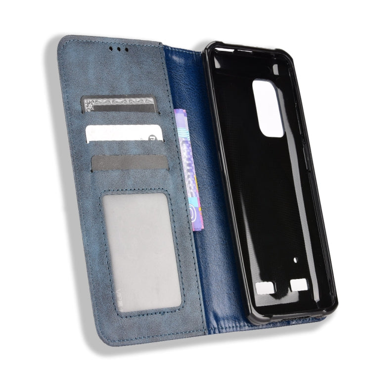 For Ulefone Armor X10 / X10 Pro Magnetic Buckle Retro Texture Leather Phone Case(Blue) - Ulefone Cases by PMC Jewellery | Online Shopping South Africa | PMC Jewellery | Buy Now Pay Later Mobicred