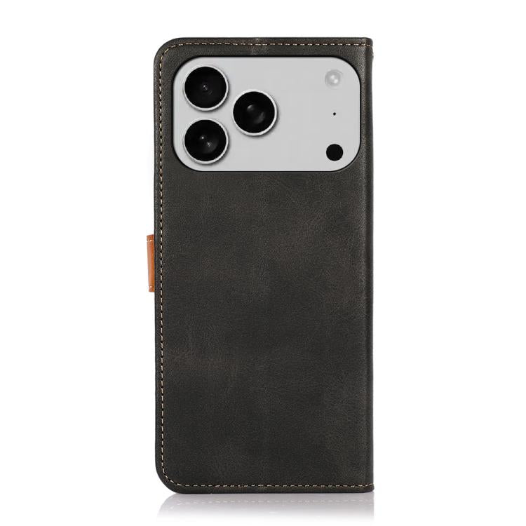 For iPhone 17 Pro Max KHAZNEH Dual-color Cowhide Texture Flip Leather Phone Case(Black) - free shipping - PMc TechLife - Order now!