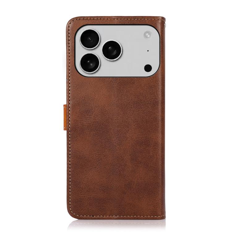For iPhone 17 Pro KHAZNEH Dual-color Cowhide Texture Flip Leather Phone Case(Brown) - free shipping - PMc TechLife - Order now!