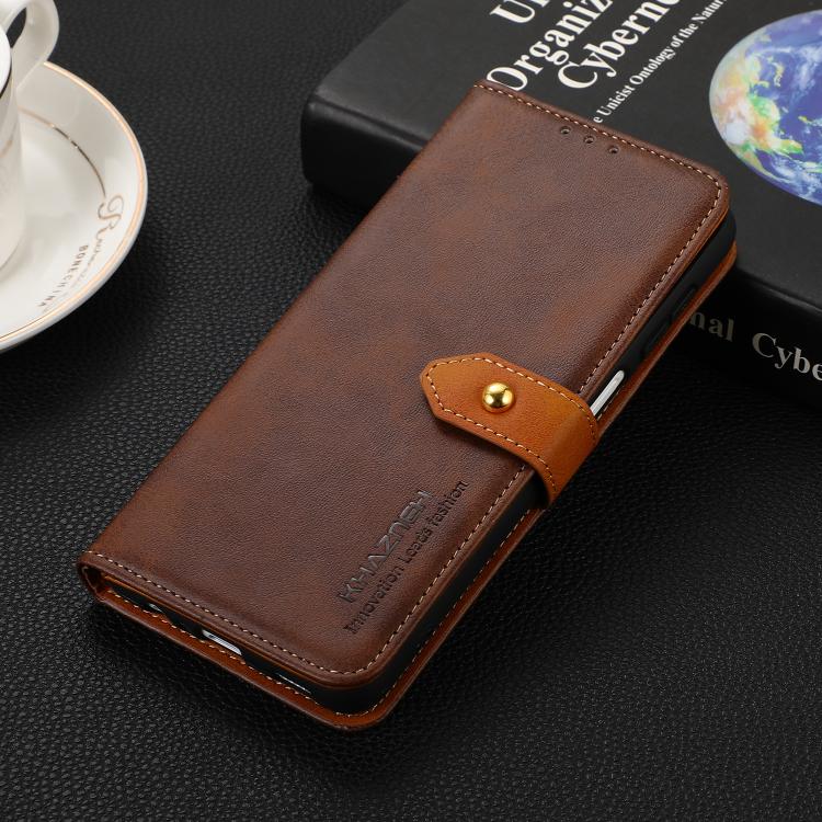 For iPhone 17 KHAZNEH Dual-color Cowhide Texture Flip Leather Phone Case(Brown) - free shipping - PMc TechLife - Order now!
