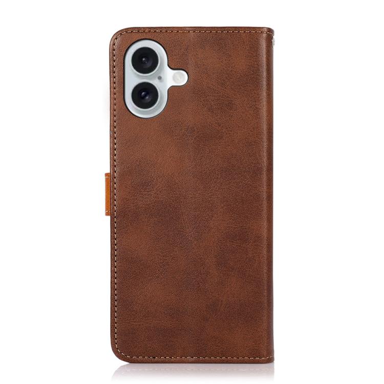 For iPhone 17 KHAZNEH Dual-color Cowhide Texture Flip Leather Phone Case(Brown) - free shipping - PMc TechLife - Order now!