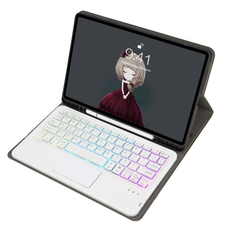 A07B-AS Lambskin Pen Slot Touch Pad Backlight Bluetooth Keyboard Leather Tablet Case For iPad 9.7 2018&2017 / Pro 9.7 / Air 2(Gold) - For iPad Pro by PMC TechLife | Online Shopping South Africa | PMC TechLife