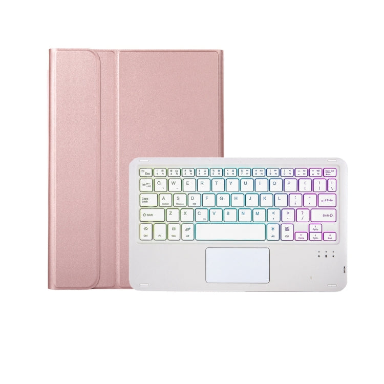 A11B-AS Lambskin Pen Slot Touch Pad Backlight Bluetooth Keyboard Leather Tablet Case For iPad Air 2022&2020 / Pro 11 2021&2020&2018(Rose Gold) - For iPad Pro by PMC TechLife | Online Shopping South Africa | PMC TechLife