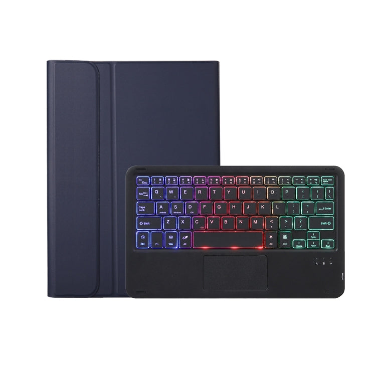 A11B-AS Lambskin Pen Slot Touch Pad Backlight Bluetooth Keyboard Leather Tablet Case For iPad Air 2022&2020 / Pro 11 2021&2020&2018(Blue) - For iPad Pro by PMC TechLife | Online Shopping South Africa | PMC TechLife