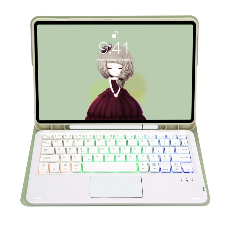 T07B-AS Skin Feel Pen Slot Touch Pad Backlight Bluetooth Keyboard Leather Tablet Case For iPad 9.7 2018&2017 / Pro 9.7 / Air 2(Mint Green) - For iPad Pro by PMC TechLife | Online Shopping South Africa | PMC TechLife