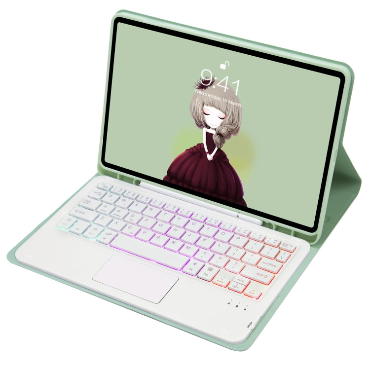 T07B-AS Skin Feel Pen Slot Touch Pad Backlight Bluetooth Keyboard Leather Tablet Case For iPad 9.7 2018&2017 / Pro 9.7 / Air 2(Mint Green) - For iPad Pro by PMC TechLife | Online Shopping South Africa | PMC TechLife