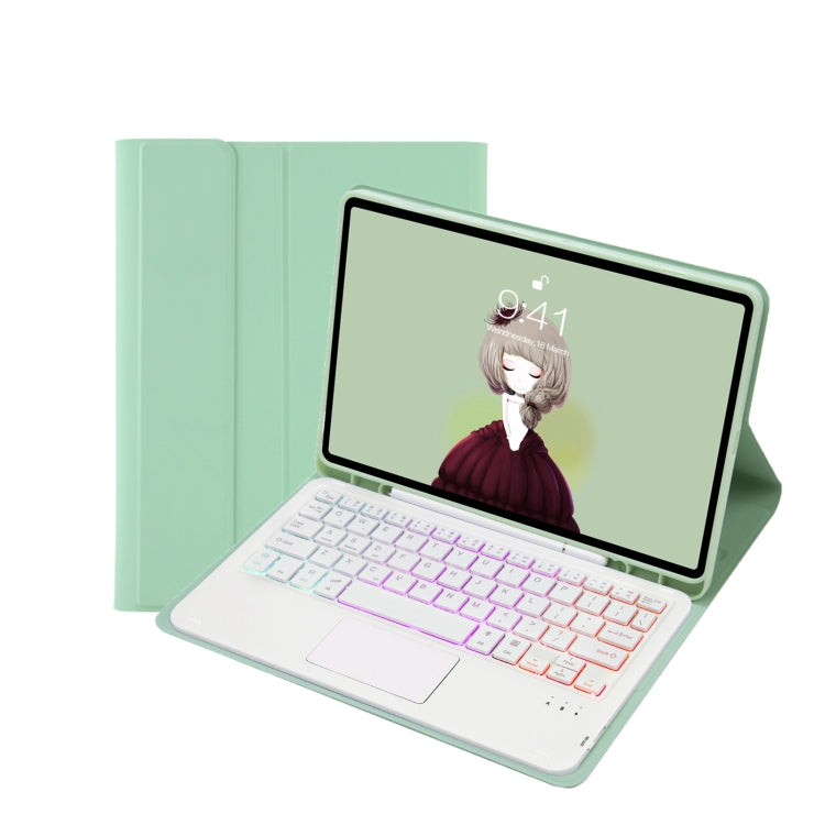 T102B-AS Skin Feel Pen Slot Touch Pad Backlight Bluetooth Keyboard Leather Tablet Case For iPad 10.2 2021&2020&2019/Air 2019/Pro 10.5(Mint Green) - free shipping - PMC TechLife - Order now!