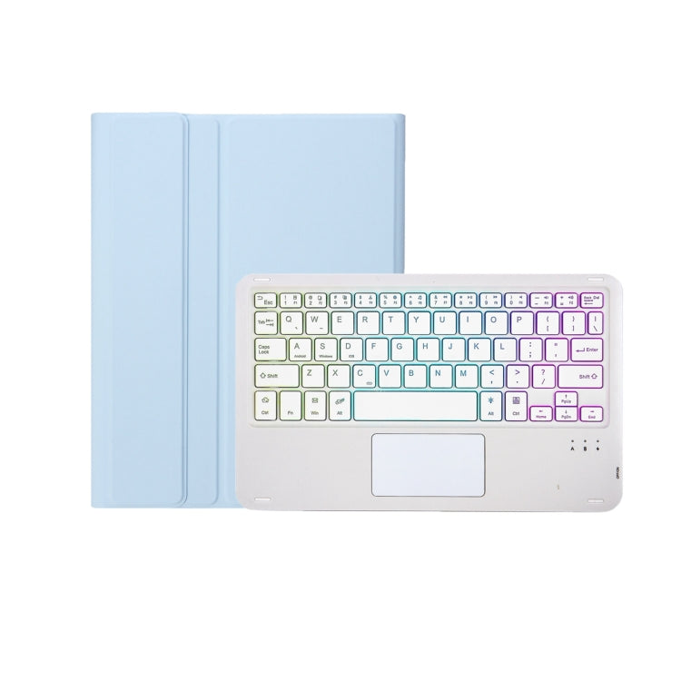 T11B-AS Skin Feel Pen Slot Touch Pad Backlight Bluetooth Keyboard Leather Tablet Case For iPad Air 11 2025 / 2024 / Pro 11 2021&2020&2018(Sky Blue) - free shipping - PMC TechLife - Order now!