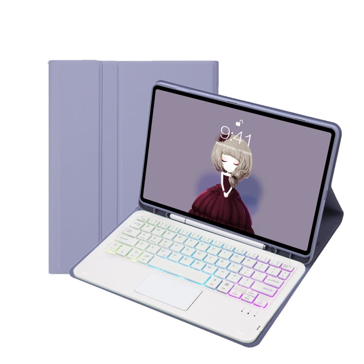 T11B-AS Skin Feel Pen Slot Touch Pad Backlight Bluetooth Keyboard Leather Tablet Case For iPad Pro 11 2021&2020&2018(Purple) - For iPad Pro by PMC TechLife | Online Shopping South Africa | PMC TechLife