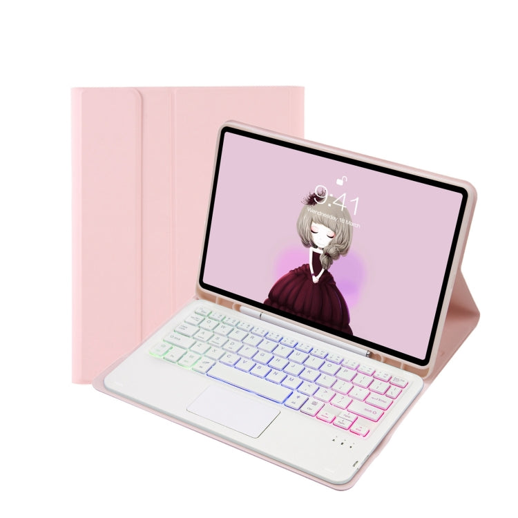 T098B-AS Skin Feel Pen Slot Touch Pad Backlight Bluetooth Keyboard Leather Tablet Case For iPad Air 11 2025 / 2024 / Air 4 10.9 2020 / Air 5 10.9 2022 (Pink) - For iPad Air by PMC Jewellery | Online Shopping South Africa | PMC Jewellery | Buy Now Pay Later Mobicred