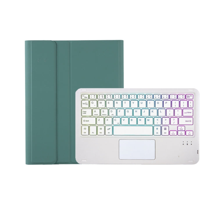 T098B-AS Skin Feel Pen Slot Touch Pad Backlight Bluetooth Keyboard Leather Tablet Case For iPad Air 4 10.9 2020 / Air 5 10.9 2022 (Dark Green) - For iPad Air by PMC TechLife | Online Shopping South Africa | PMC TechLife