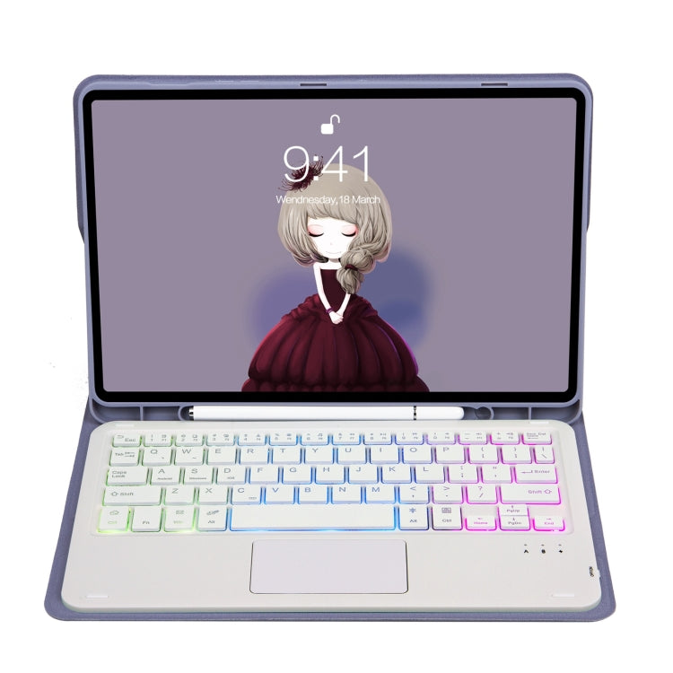 T098B-AS Skin Feel Pen Slot Touch Pad Backlight Bluetooth Keyboard Leather Tablet Case For iPad Air 11 2025 / 2024 / Air 4 10.9 2020 / Air 5 10.9 2022 (Purple) - For iPad Air by PMC TechLife | Online Shopping South Africa | PMC TechLife | Buy Now Pay Later Mobicred