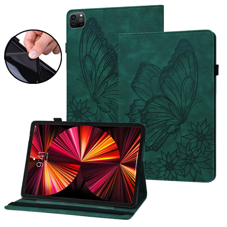 For iPad Pro 11 2022 / 2021 / 2020 / Air 2020 10.9 / 11 2024 Big Butterfly Embossed Smart Leather Tablet Case(Green) - iPad Pro 11 (2022/2021) Cases by PMC TechLife | Online Shopping South Africa | PMC TechLife | Buy Now Pay Later Mobicred