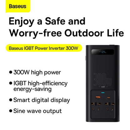 Baseus BS-CI30-02 300W IGBT Power Inverter 220V CN/EU(Black) - Pure Sine Wave by Baseus | Online Shopping South Africa | PMC Jewellery | Buy Now Pay Later Mobicred