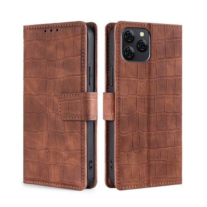 For Blackview A95 Skin Feel Crocodile Magnetic Clasp Leather Phone Case(Brown) - More Brand by PMC Jewellery | Online Shopping South Africa | PMC Jewellery | Buy Now Pay Later Mobicred