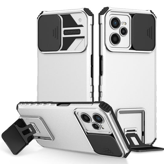 For OPPO Realme C35 Stereoscopic Holder Sliding Camshield Phone Case(White) - Realme Cases by PMC Jewellery | Online Shopping South Africa | PMC Jewellery