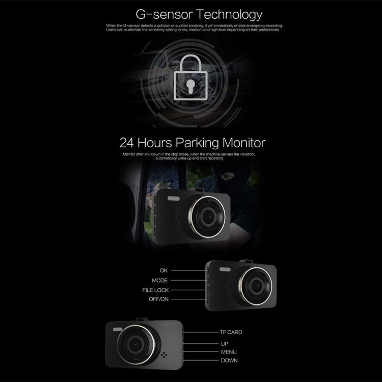 Anytek A78 3 inch Car 1080P HD 170 Degrees Night Vision Driving Recorder - Car DVRs by PMC TechLife | Online Shopping South Africa | PMC TechLife | Buy Now Pay Later Mobicred