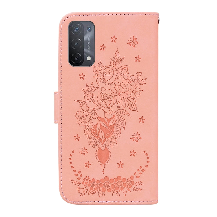 For OPPO A74 5G / A93 5G / A54 5G Butterfly Rose Embossed Leather Phone Case(Pink) - OPPO Cases by PMC Jewellery | Online Shopping South Africa | PMC Jewellery