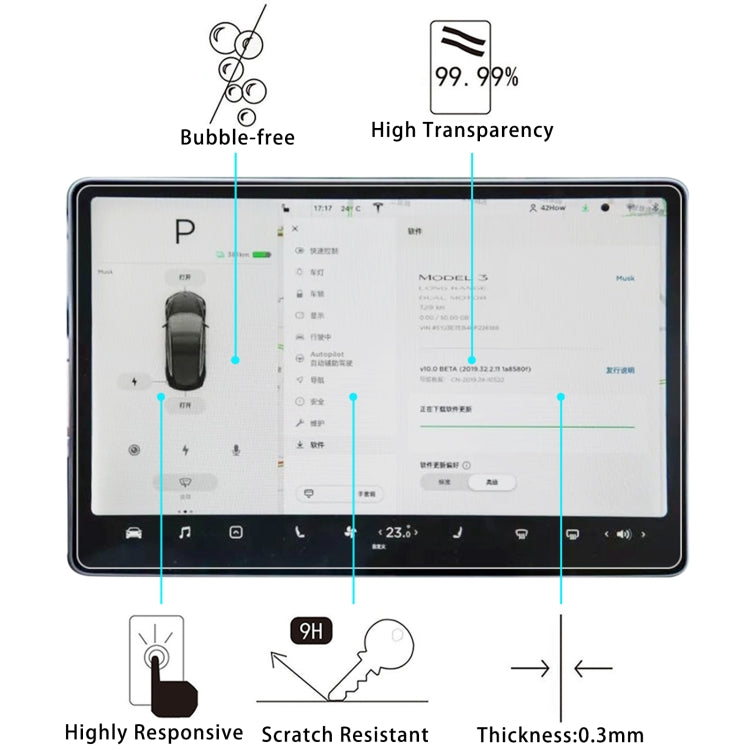 2 PCS Car Navigator Protective Film Tempered Glass Film For Tesla 15.6 - Accessories & Parts by PMC TechLife | Online Shopping South Africa | PMC TechLife | Buy Now Pay Later Mobicred