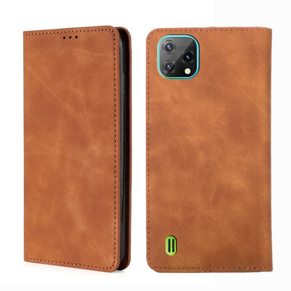 For Blackview A55 Skin Feel Magnetic Horizontal Flip Leather Phone Case(Light Brown) - More Brand by PMC Jewellery | Online Shopping South Africa | PMC Jewellery | Buy Now Pay Later Mobicred