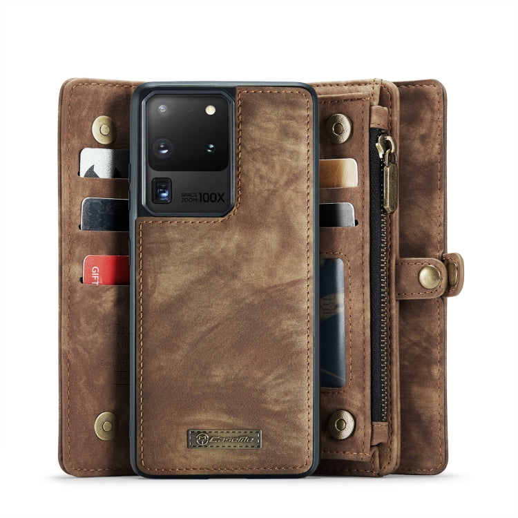For Galaxy S20 Plus CaseMe Detachable Multifunctional Horizontal Flip Leather Case, with Card Slot & Holder & Zipper Wallet & Photo Frame(Brown) - Galaxy Phone Cases by CaseMe | Online Shopping South Africa | PMC Jewellery | Buy Now Pay Later Mobicred