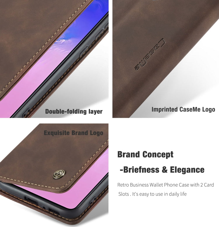For Galaxy A91 / S10 Lite CaseMe Multifunctional Horizontal Flip Leather Case, with Card Slot & Holder & Wallet(Coffee) - Galaxy Phone Cases by CaseMe | Online Shopping South Africa | PMC Jewellery | Buy Now Pay Later Mobicred