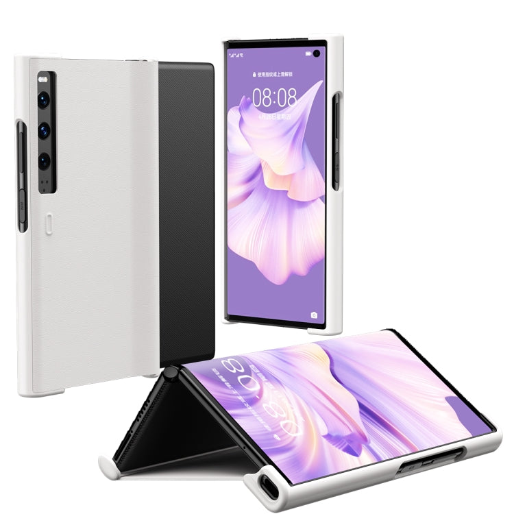 For Huawei Mate Xs 2 Leather Shockproof Phone Case With Holder(White) - Huawei Cases by PMC TechLife | Online Shopping South Africa | PMC TechLife | Buy Now Pay Later Mobicred