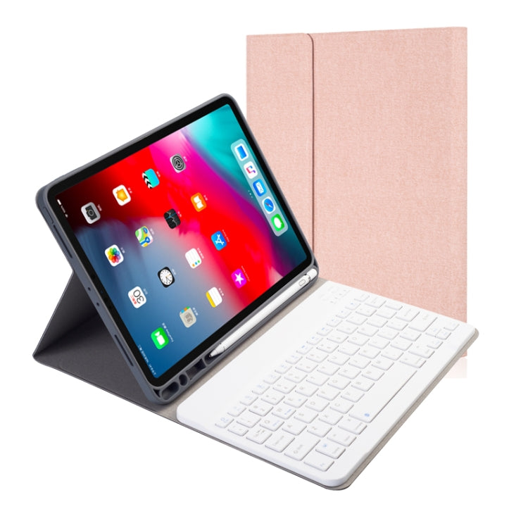 RK11 Cloth Texture Detachable Magnetic Bluetooth Keyboard Horizontal Flip Leather Tablet Case for iPad Pro 11 2020 / 2018 with Holder & Pen Slot(Rose Gold) - free shipping - PMC TechLife - Order now!