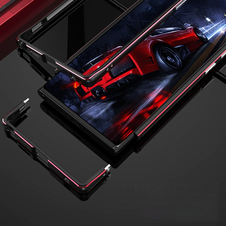 For Samsung Galaxy S22 Ultra Aurora Series Lens Protector + Metal Frame Protective Phone Case(Black Red) - Galaxy S22 Ultra 5G Cases by PMC TechLife | Online Shopping South Africa | PMC TechLife