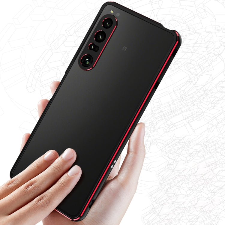 For Sony Xperia 1 IV Aurora Series Lens Protector + Metal Frame Protective Phone Case(Black Red) - Sony Cases by PMC TechLife | Online Shopping South Africa | PMC TechLife | Buy Now Pay Later Mobicred
