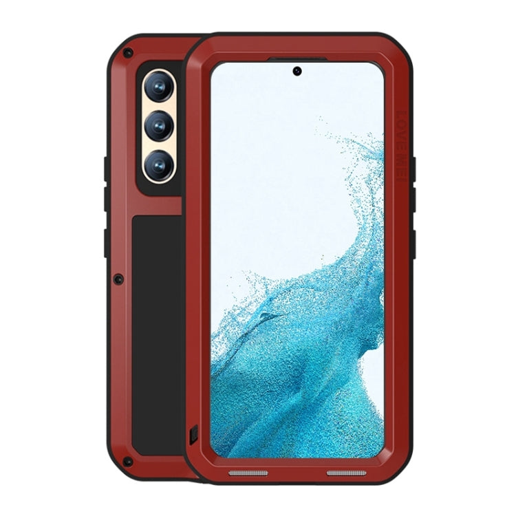 For Samsung Galaxy S22  LOVE MEI Metal Shockproof Waterproof Dustproof Protective Phone Case with Glass(Red) - Galaxy S22 5G Cases by LOVE MEI | Online Shopping South Africa | PMC TechLife | Buy Now Pay Later Mobicred