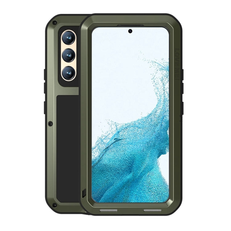 For Samsung Galaxy S22  LOVE MEI Metal Shockproof Waterproof Dustproof Protective Phone Case with Glass(Army Green) - Galaxy S22 5G Cases by LOVE MEI | Online Shopping South Africa | PMC TechLife | Buy Now Pay Later Mobicred